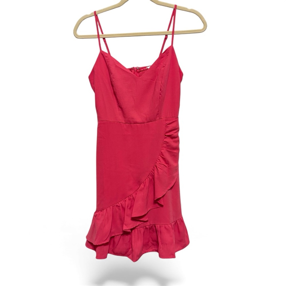 Davi & Dani Dress Women's Small Pink Sleeveless Ruffle Pockets Easter Romantic